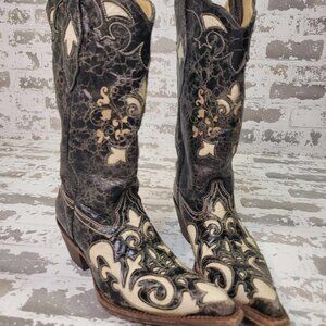 Corral Black and Cream Heeled Boots size 6